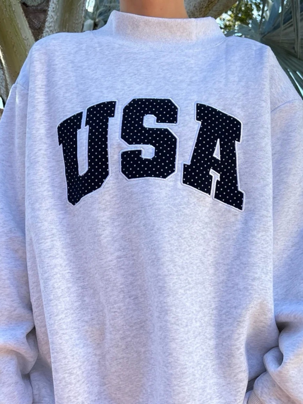 🇺🇸USA polka dot mock neck  Sweatshirt - Light Gray Drift Clothing size XL New